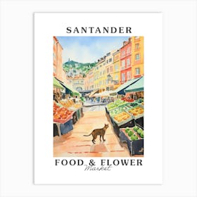 Food Market With Cats In Santander 1 Poster Art Print