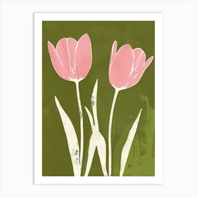 Pink & Green Tulip 1 Art Print