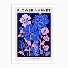 Blue Flower Market Poster Geranium 2 Art Print