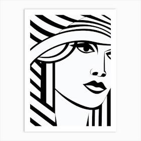 Line Art Inspired By Woman With A Hat By Matisse 1 Art Print