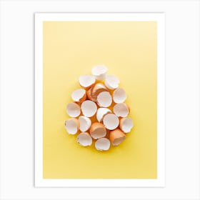 Egg Shells On Yellow Background 1 Art Print