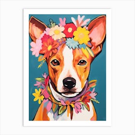 Basenji Portrait With A Flower Crown, Matisse Painting Style 3 Art Print