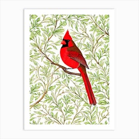Cardinal William Morris Style Bird Art Print