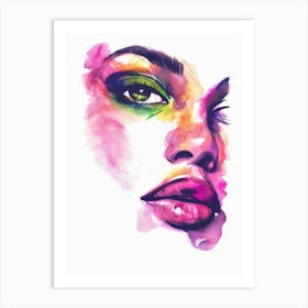 Watercolor Of A Woman'S Face 1 Art Print