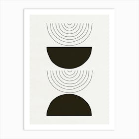 Shapes and Lines - Black 02 Art Print