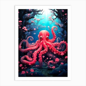 Octopus In The Forest Art Print