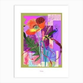 Poppy 4 Neon Flower Collage Poster Art Print
