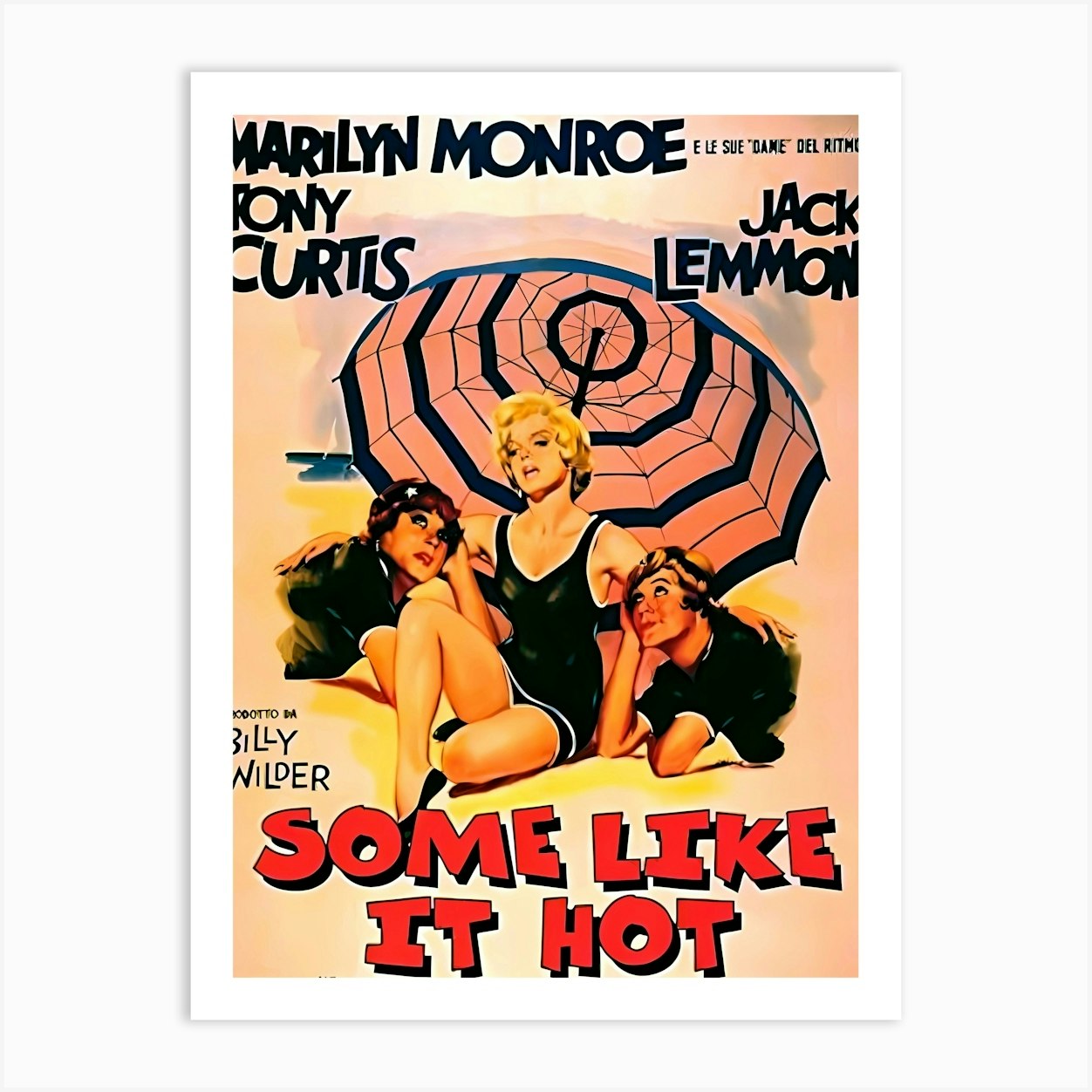 Some Like It Hot, Marilyn Monroe, Classic Movie Poster Print, 1959 Art Print by Vintage Spirit