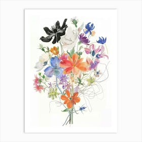 Nigella 5 Collage Flower Bouquet Art Print