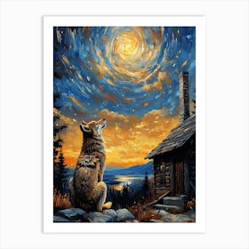 Stargazing Wolf 1 Art Print