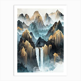 Pyrenean Golden Peaks - Nature Abstraction Art Print