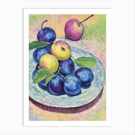 Plum Vintage Sketch Fruit Art Print