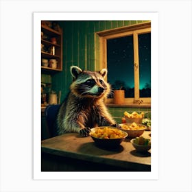 Raccoon In The Kitchen Art Print