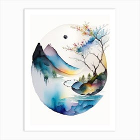 Landscapes 2 Yin And Yang Watercolour Art Print