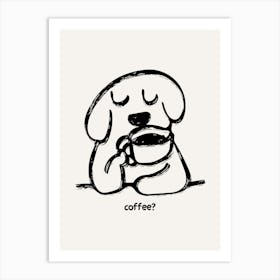 Coffee Dog Black Poster Póster