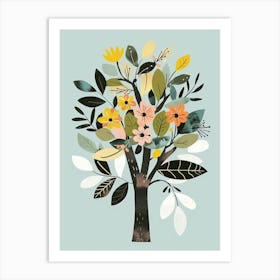 Pecan Tree Flat Illustration 2 Art Print