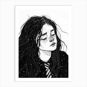 Girl With Long Hair 19 Art Print