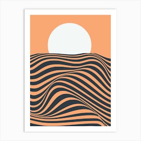 Wave And Sunset Art Print