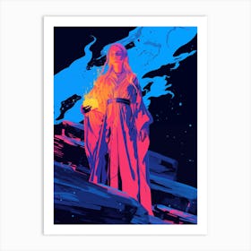 Pagan Ritual | Neon Glitch Art Art Print