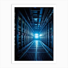 Abandoned Data Center Featuring Racks Filled With Mainframes And Servers Intricate Electronic Hardw (4) Art Print