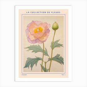 Peony 2 French Flower Botanical Poster Art Print