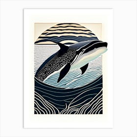 Orca Vintage Linocut Art Print