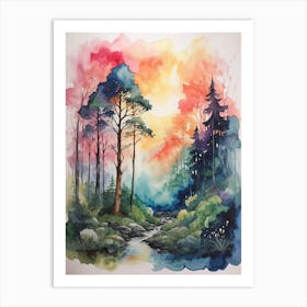 Watercolor Of A Forest 1 Art Print