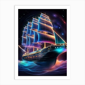 Ship In The Night Sky 1 Art Print