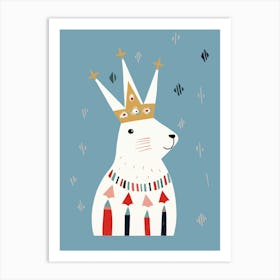 Little Arctic Hare Wearing A Crown Art Print