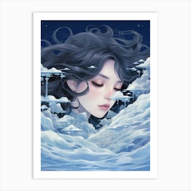 Dreaming Girl and the Ocean 1 Art Print