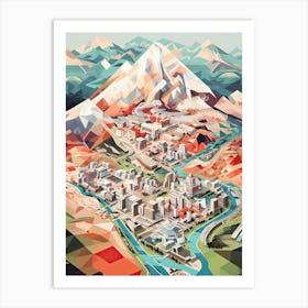 Beijing, China, Geometric Illustration 1 Art Print