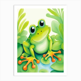 Frog In The Pond Art Print