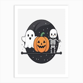 Ghost And Pumpkin Art Print