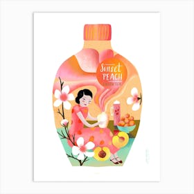 Sunset Peach Asian Green Tea Art Print