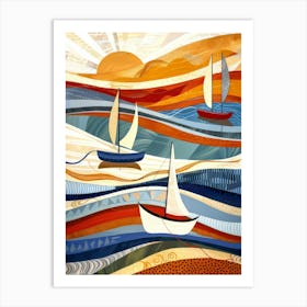 Sailboats At Sunset 19 Art Print