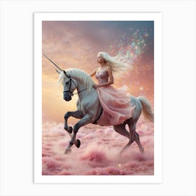 Unicorn Girl In Pink Dress 1 Art Print