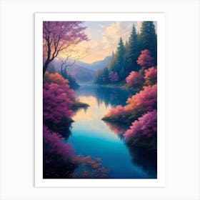 Sunset By The River Art Print