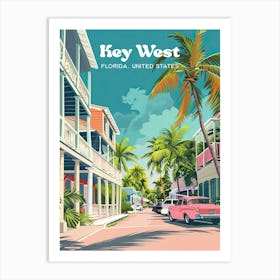 Key West Florida Summer Art Illustration Poster