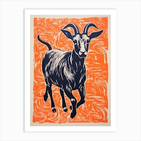 Goat, Woodblock Animal Drawing 1 Art Print