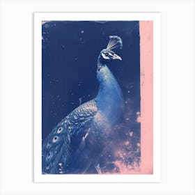 Peacock Pink & Blue Cyanotype Inspired 2 Art Print