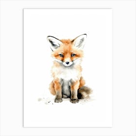 Baby Fox Watercolour Nursery 1 Art Print
