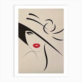 Line Art, Lady of NYC, Fashion, Retro, 1950's, Art, Stylish, Wall Print Art Print