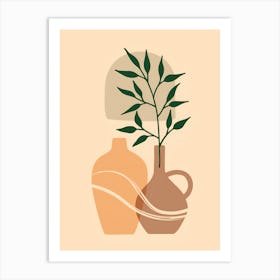 Two Vases With A Plant Art Print