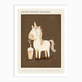 Unicorn Drinking A Rainbow Sprinkles Milkshake Uted Pastels 3 Poster Art Print