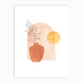 Abstract vase and plant Art Print