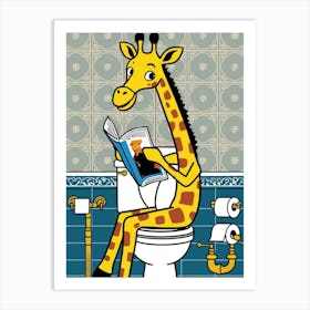 Giraffe Reading A Book 1 Art Print