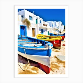 Greece Beach - Fishing Boats On The Beach Art Print