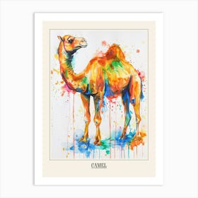 Camel Colourful Watercolour 1 Poster Art Print