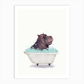 Hippo In The Bathtub Art Print