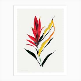Heliconia Floral Minimal Line Drawing 3 Flower Art Print